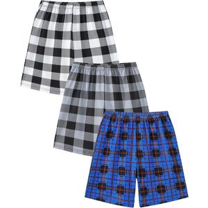 MyFav Boys Pajama Shorts 3 Pack Sleepwear Shorts for Teen Boys Plaid Camouflage Lounge Summer Comfy Pj Bottom, 5-6T
