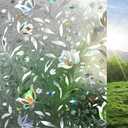 rabbitgoo Window Privacy Film, Decorative Stained Glass Window Film, Sun Blocking Glass Clings, Renter-Friendly Static Cling Frosted Sticker Covering for Home Door, Rainbow Tulip 23.6" x 78.7"