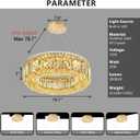 20'' Modern Ring Chandeliers for High Ceiling Luxury Dimmable Crystal Ceiling Light Fixtures for Dining Room Kitchen Foyer Entrance Villa Gold