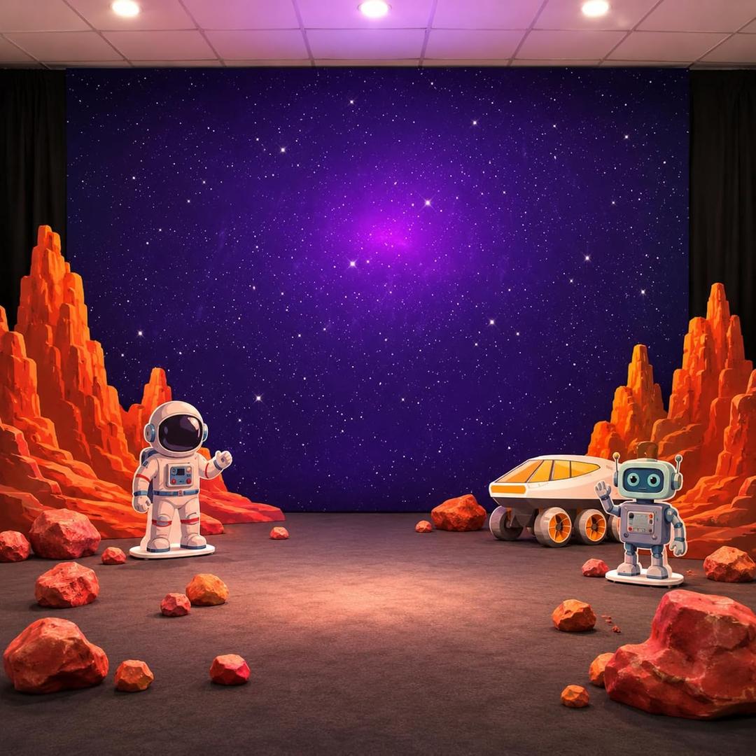 18 x 6 ft 2026 Space Galaxy Backdrop for Vbs Extra Large Galaxy Vacation Bible School Background Starry Backdrop Decor for Wall Home Photo Studio Props Banner Party Decor