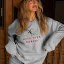 MAPICK Womens Oversized Christian Sweatshirts Fleece Crewneck Sweaters Embroidered GOD IS GOOD Casual Pullover Tops (Gray, M)