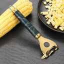 Cob Gobbler Corn Peeler Heavy-Duty Stainless Steel Corn Cob Stripper Tool,Corn Remover For Corn On The Cob,High-Efficiency Corn Stripper,Sharp Serrated Blade,Ergonomic Non-Slip Grip (1, Golden)