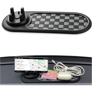 Multifunctional Car Anti-Slip Mat with 360 Rotating Phone Holder 3 in 1 Anti Slip Mat for Car, Dashboard Mat Anti Slip Pad for Car Dashboard Organizer for Sunglasses, Keys