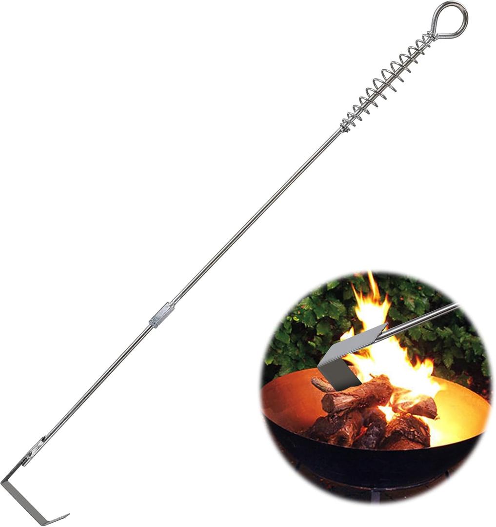 20" BBQ Ash Tool Poker Rake, Small Charcoal Grill Rake Parts for Big Green Egg, BBQ Grill Scraper for Removing Residue - Ideal for Charcoal Grills, Wood Burning Stoves and Pizza Ovens