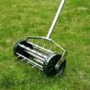 FUCIHOMA Rolling Lawn Aerator Tool, 57 Inch Back-Saving Handle, Heavy Duty Galvanized Steel Spike Aerator for Grass Roots, 1.4" Depth Manual Push Soil Loosener, Silver