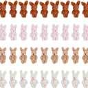 36Pcs Mini Plush Bunny, Easter Bunny Animals Doll with 4 Colors, 2.4inch High Cute Rabbit Plushies for Party Favors, Home and Car Decoration, Birthday Gifts, Keychain Decor