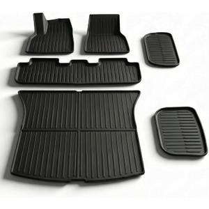 6 Pcs for Tesla Model Y Juniper Accessories 2025 2026 All Weather TPE Anti-Slip Floor Mats & Cargo Liner Front Frunk Rear Trunk Mats,5-Seater