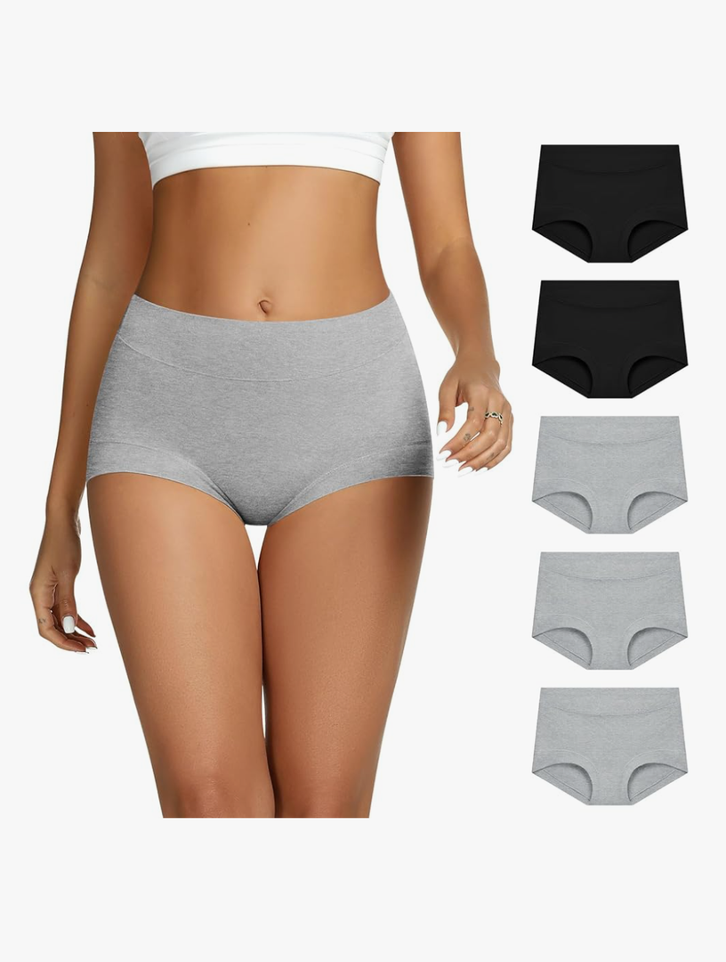 THANTH Boy Shorts Underwear for Women High Waisted Cotton Panties Full Coverage Boxer Briefs Underwear for Women 5 Pack S