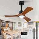 36 inch Ceiling Fans with Lights and Remote Control,Wall Switch,Solid Wood Blades,Dimmable,Reversible Quiet DC Motor,Power Off Memory Modern Black Ceiling Fan Indoor/Outdoor for Bedroom Patios