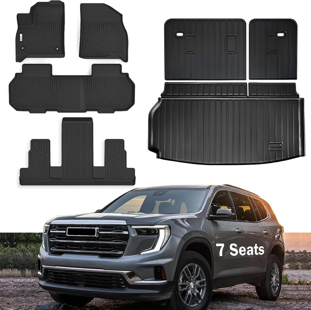 Floor Mats & Trunk Mat Fit for GMC Acadia (7-Seats) 2024 2025 2026,All Weather Protection TPE, Anti-Slip Floor Mats & Cargo Liner for GMC Acadia 2024 2025 2026 Accessories