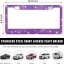 Ohleats Car License Plate Frame, Sparkling Stainless Steel License Plate Frame, Bling Diamond License Plate Holder Cover for Women Men, Universal Exterior Car Accessories (Dark Purple)