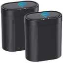 jinligogo 2 Pack 5 Gallon Bathroom Trash Can with Lid, Automatic Motion Sensor Black Trash Can, Touchless Slim Waterproof Garbage Bin for Kitchen, Bedroom, Office, and Bathroom
