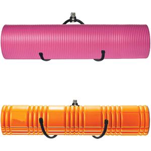 Wall Mount Yoga Mat Foam Roller and Towel Rack Hooks , Exercise Mat Storage Shelf for Hanging Yoga Strap and Resistance Bands at Your Fitness Class or Home Gym, Adjustable Size,Up to 20Lbs - 2 Pack