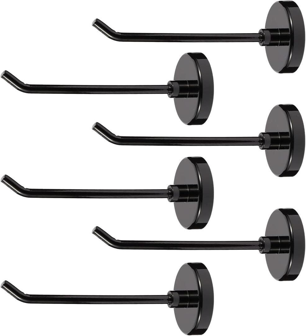 6pcs Magnetic Hooks, 3.0lb 4.2 Inch Long Heavy Duty Magnet Hooks, Strong Magnetic Cruise Hooks Wall Hook Magnetic Hangers for Cabins Garage Grill Kitchen Refrigerator Computer(Black, 3.0lb)
