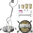 EDOU Direct 20 Inch Pressure Washer Surface Cleaner - Dual Handle Concrete Cleaner, Wheels - Driveway Pressure Washer Attachment, 4,500 PSI Max - Includes Quick Connector Kit - Silver