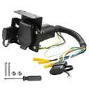 Trailer Wiring Adapter 4-Way Flat to 7-Way 4-Pin Female, Dual-Output Vehicle-Side Trailer Light Plug Connector Kit, Heavy Duty 4-Pin to 7-Pin & 4-Flat with Mounting Bracket for Towing RV Blade