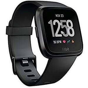 Fitbit Versa Smart Watch, Black/Black Aluminium, One Size (S & L Bands Included)