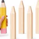 Jetec 5 Pack Giant Unfinished Wooden Pencil Cutouts, 7.9 Inch Blank Freestanding Wood Blocks to Paint, Classroom Table Name Sign Centerpieces Back to School DIY Craft Supplies Teacher Party Decor