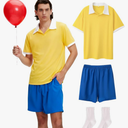 Men's Yellow Shirt Blue Shorts Full Outfit Costume Adult Cosplay Large