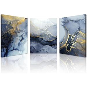 Lapremoly Abstract Canvas Wall Art - Bedroom, Living Room, Office & Bathroom Decor - 3 Piece Set (12x16 in) (16L" x 12W", Abstract Line Paintings)