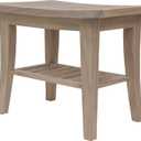 Redmon Genuine Teak Bench Seat, Sustainably Harvested, Natural Woodgrain Lime Wash Finish, Underseat Shelf, 20.25" W x 13.75" D x 17.00" Height