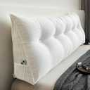 Djft Wedge Headboard Pillow, Bed Backrest Reading Cushion, Back Pillow for Bed Sitting up (White, Twin 39in)