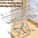 Stainless Steel Foldable Clothes Drying Rack with Adjustable Wings, Windproof Holes & Wheels | Heavy Duty 132 lb Load Capacity | Space-Saving Laundry Rack for Indoor & Outdoor Use, Medium