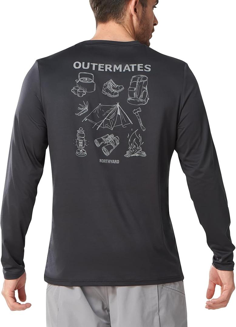 NORTHYARD Men's Hiking Graphic Shirts Long Sleeve UPF 50+ Fishing T-Shirt (XXL)
