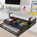 Under Desk Drawer Organizer No Drilling Under Desk Storage Drawer Organizer Metal Under Desk Slide Out Drawer Suitable for Home and Office(Large)
