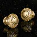 9 x 12 Pack Gold Dresser Knobs, 1-3/8 Inch(36mm) Decorative Crystal Cabinet Drawer Knobs, Vintage Round Gold Knobs and Pulls with Two Different Sizes Screws for Easy Installation