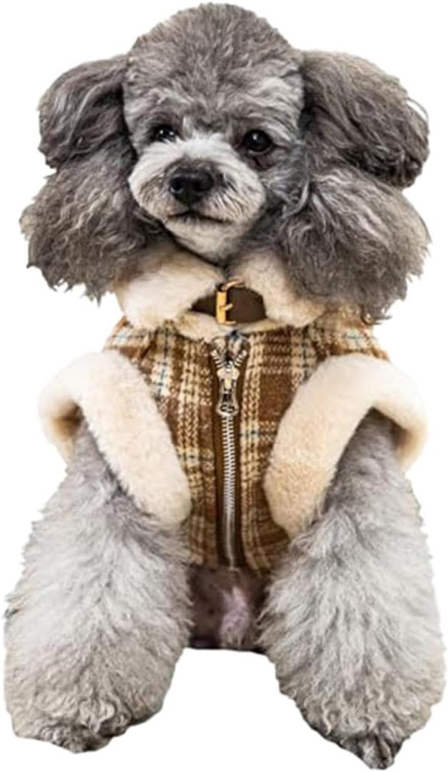 Fleece Lined Warm Dog Coat for Small and Medium Dogs, Soft Thick Puppy Winter Jacket for Cold Weather, Comfortable and Durable Pet Coats, Outfit for Doggy (Plaid XXL)