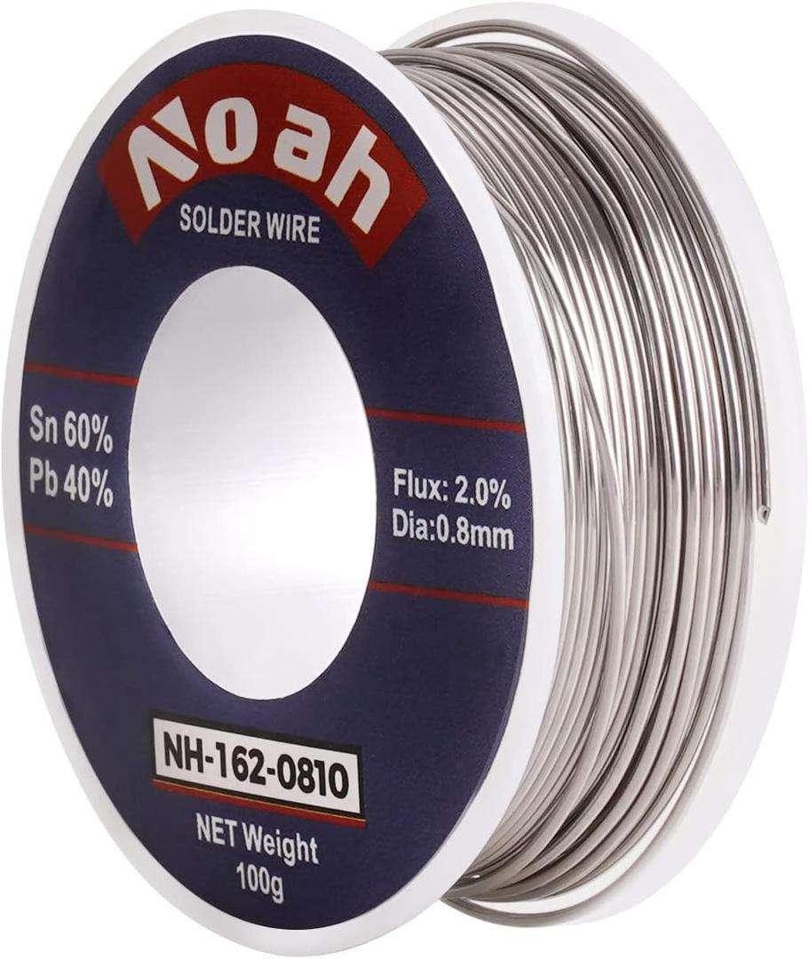 Noah Tin Lead Rosin Core Solder Wire for Soldering, Content 2.0% Solder flux Sn60-Pd40 (0.8mm, 100g)