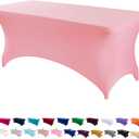 Peomeise 8FT Spandex Table Cover Rectangular Stretch Spandex Tablecloth (Pink,8FT)