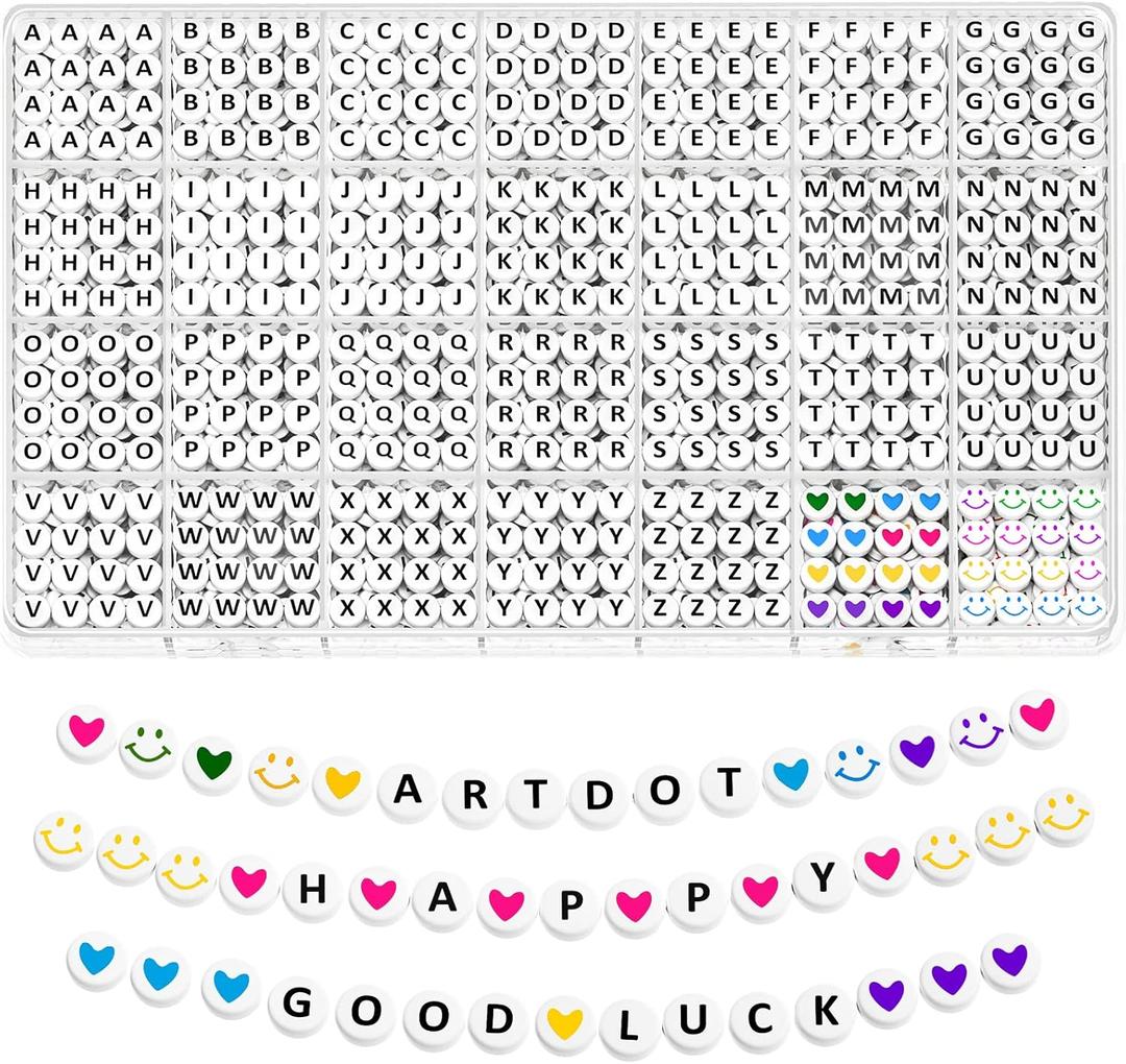 ARTDOT 1400 PCS Letter Beads for Jewelry Making Kit, 28 Styles Alphabet Beads for Friendship Bracelets Assorted Preppy Beads with Storage Case