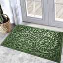 Bulijojo Front Door Mat Entrance,Durable Heavy Duty Welcome Mat,Thick Absorbent Natural Rubber Non Slip Mat,Sturdy Entryway Green, 17"x30"