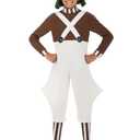 Fun Costumes Willy Wonka Oompa Loompa Outfit for Kids, Chocolate Factory Worker Uniform Overalls Halloween Outfit Small