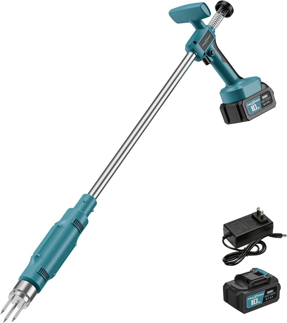 Weed Puller Tool,Electric Stand Up Weed Puller Tool, 21V Battery Powered w/ 1pcs 3000mAh,Heavy Duty 3-Claw Steel Root Weeder,for Dandelion Lawn Garden YardBlue