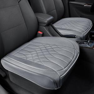 2-Pack Leather Front Car Seat Covers - Bottom Car Seat Covers Fully Wrapped, Non-Slip and Waterproof, Fits Most Vehicles Gray