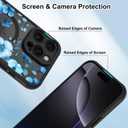 OOK Magnetic Case Fit for iPhone 16 Pro 6.3 Inch (Compatible with MagSafe) Soft TPU and Hard PC Phone Cover with Blue Floral Flowers Anti-Scratch Shockproof Protection Case for Women