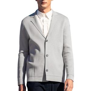Men's Cardigan Sweater Button Front V-Neck Long Sleeve Knit Sweaters (Gray, XXXL)