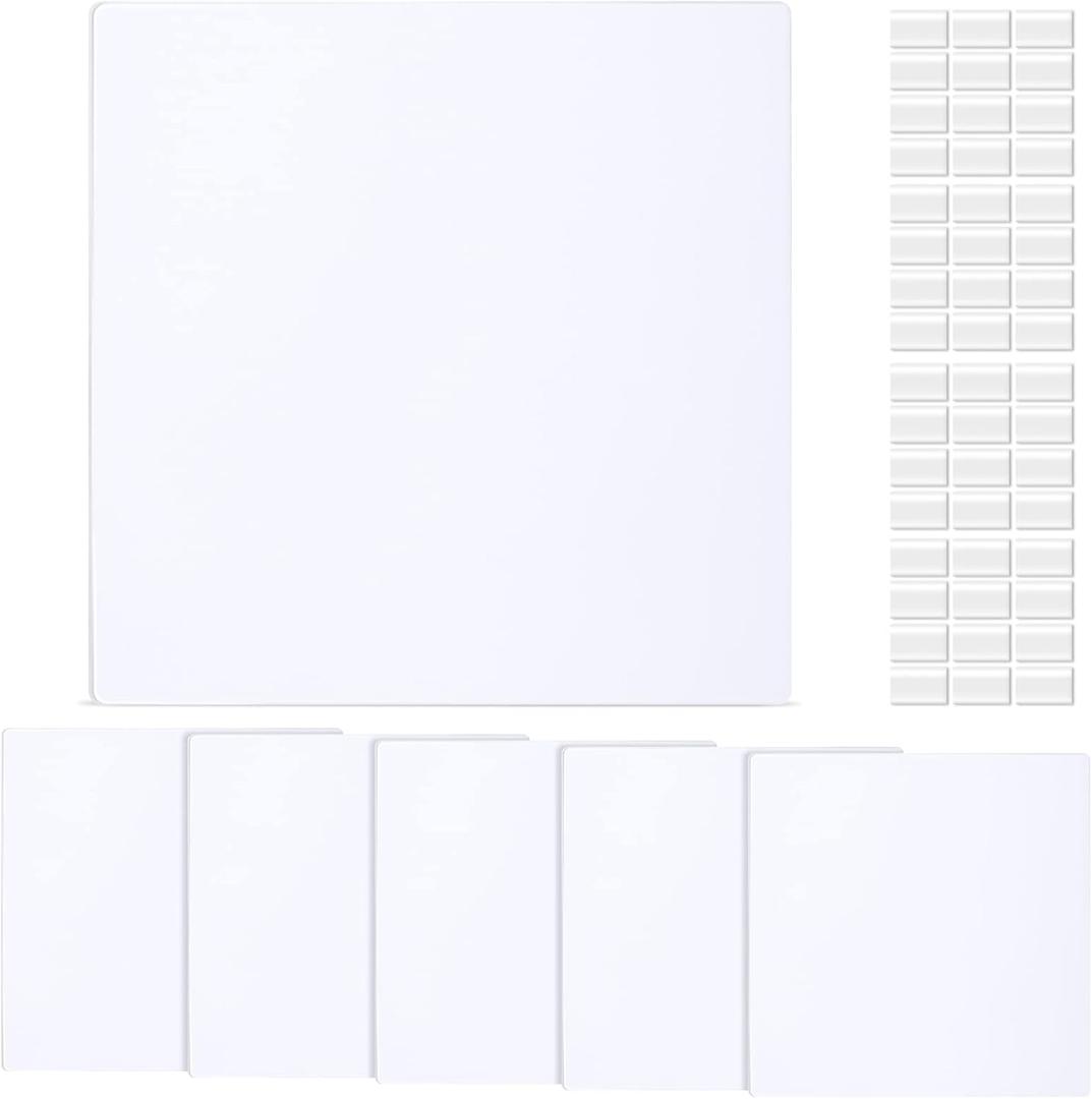Sosation 6 Pcs Square Plastic Flat Blank Plate Wall Hole Cover Ceiling Cover Plate with 48 Pcs Double Faced Adhesive Tape for Ceilings or Wall (14 Inch)
