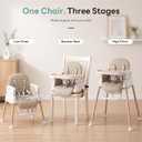 Baby High Chair for Babies and Toddlers, 3-in-1 Convertible Highchair with Built-in Leg Storage, Compact Pack-Away Design, Baby Eating Feeding Chair, Silla De Comer para Bebe, Beige