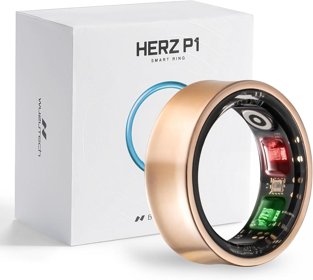 Herz P1 Smart Ring for Women & Men - (Size 6) 24/ 7 Health Metrics Fitness Ring, Tracks 20+ Biometrics, 6 Day Battery Life, Waterproof Stainless Steel, Free APP for iOS Android, No Subscription