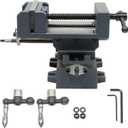 findmall 4 Inch Cross Slide Drill Press Heavy Duty Benchtop Cross Slide Vise X-Y Compound Vise Fit for CNC Milling Machine, Drilling Machine and other Mechanical Equipment