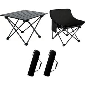 Portable Camping Chair Table Set,2 Pcs Folding Picnic Table Chair with Carry Bag,600D Oxford Fabric,Compact Camping Folding Table for Camping,Beach,Picnic,Fishing,Hiking,Patio BBQ Indoor Outdoor Use
