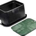 NDS 117BC* 15 in. X 22 in. Rectangular Jumbo Valve Box and Cover, 12 in. Height, Irrigation Control Valve Lettering, Black Box, Green Overlapping Cover, Black/Green, 13x20