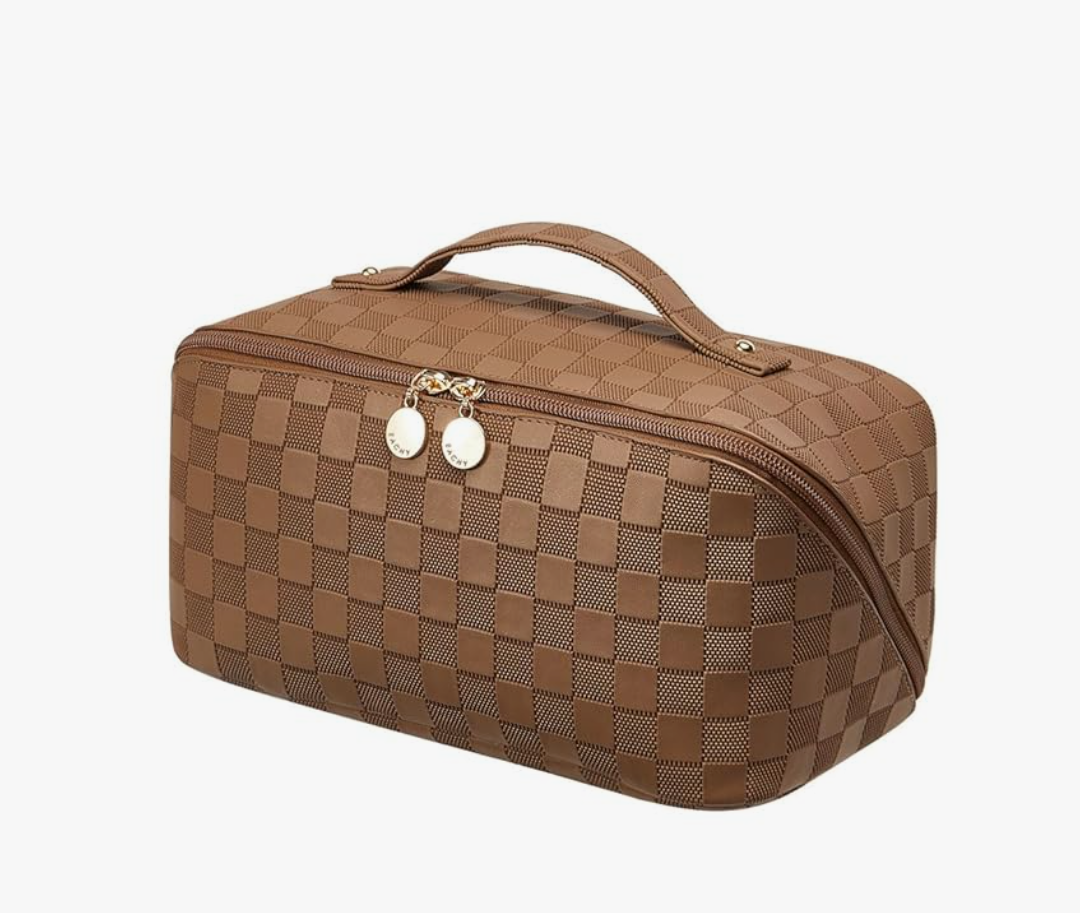 EACHY Travel Makeup Bag,Large Capacity Cosmetic Bags for Women,Waterproof Portable Pouch Open Flat Toiletry Bag Pattern Makeup Bag