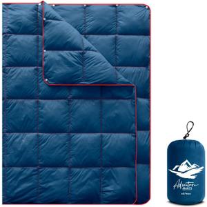 Mini Camping Blanket,Lightweight Puffy Blanket Packable Down Alternative Throw Blanket Waterproof Windproof for Outdoors, Travel, Beach, Airplane, Hiking (39x55", Navy)