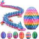 3D Printed Dragon,Mystery Easter Crystal 3D Dragon Egg,Dragon Eggs with Dragon Inside,3D Printed Animals Fidget Desk Decor (Rainbow, 17in)