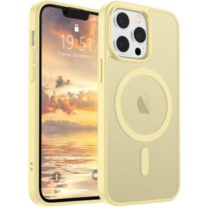 SUPFINE Magnetic for iPhone 12 Pro Max Case (Compatible with MagSafe) (Military Grade Drop Protection) Slim Translucent Matte Shockproof with Anti-Fingerprint Phone Case,Buttercream Yellow